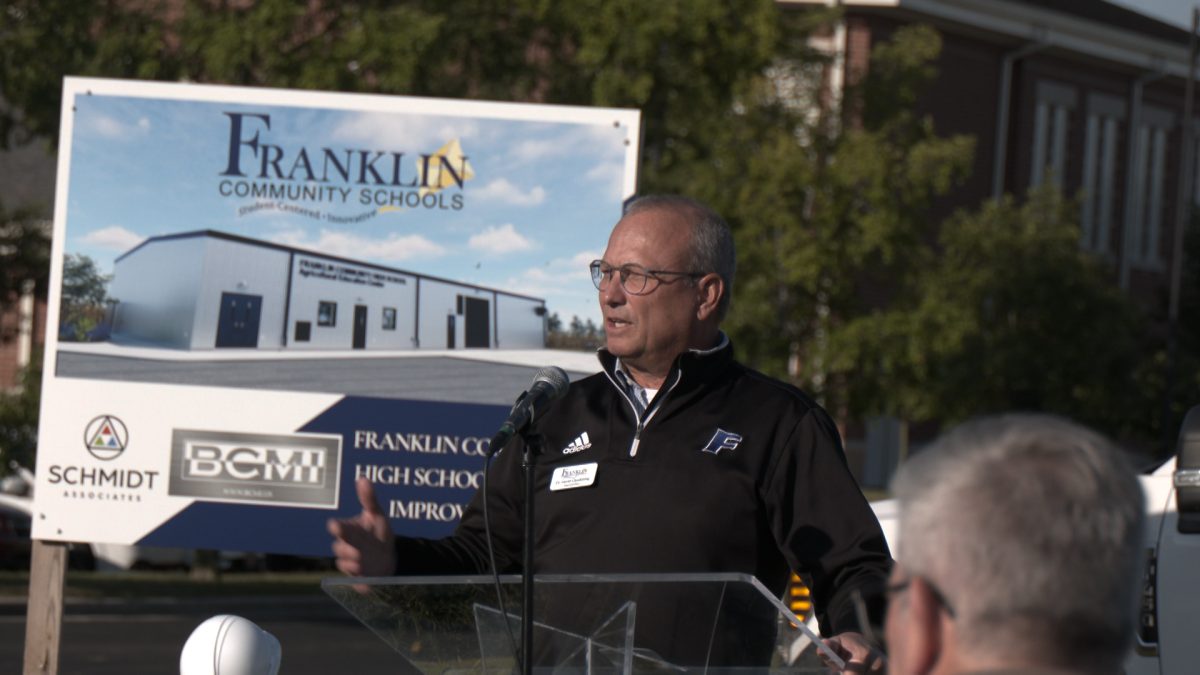 FCS Superintendent Dr. David Clendening talked to the crowd at the groundbreaking for the new Ag Education Center.